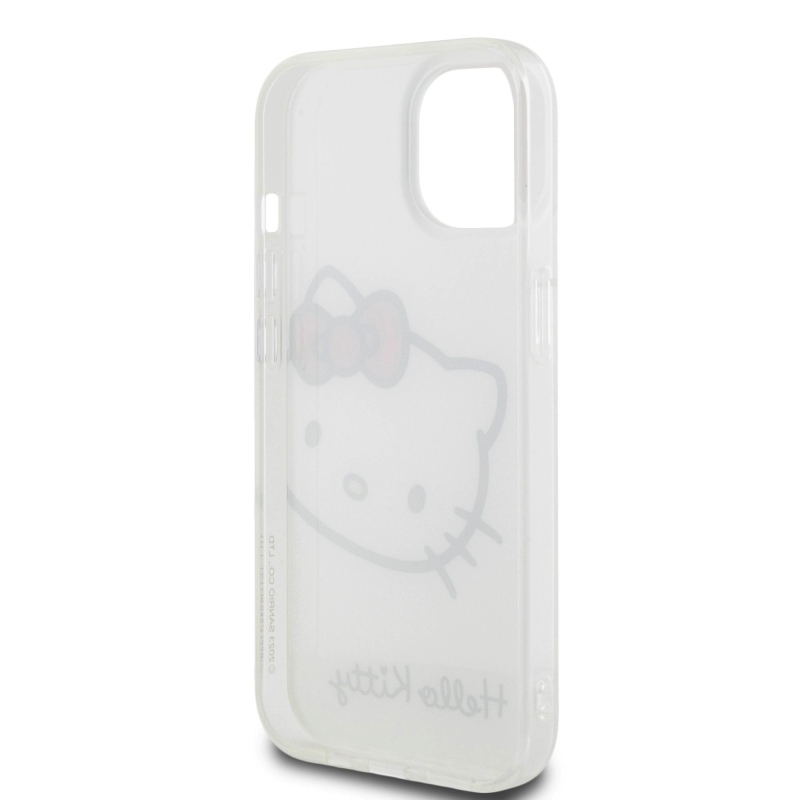 Hello Kitty IML Head Logo Zadní Kryt pro iPhone 15 White 