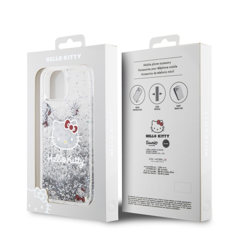 Hello Kitty Liquid Glitter Electroplating Head Logo Zadní Kryt pro iPhone 12/12 Pro - průhledný
