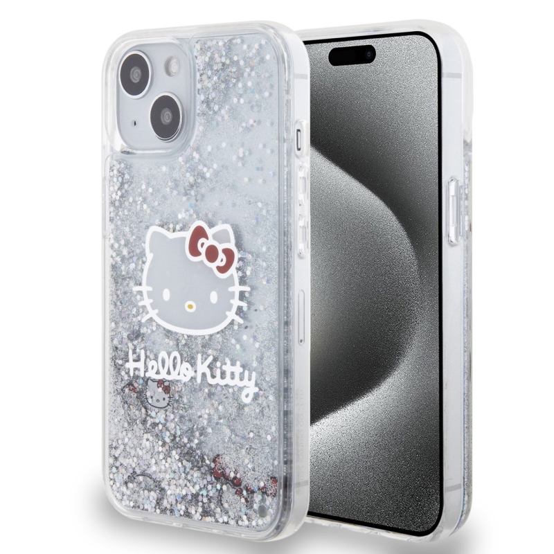 Hello Kitty Liquid Glitter Electroplating Head Logo Zadní Kryt pro iPhone 12/12 Pro - průhledný