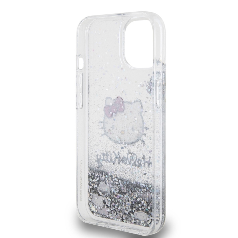 Hello Kitty Liquid Glitter Electroplating Head Logo Zadní Kryt pro iPhone 12/12 Pro - průhledný