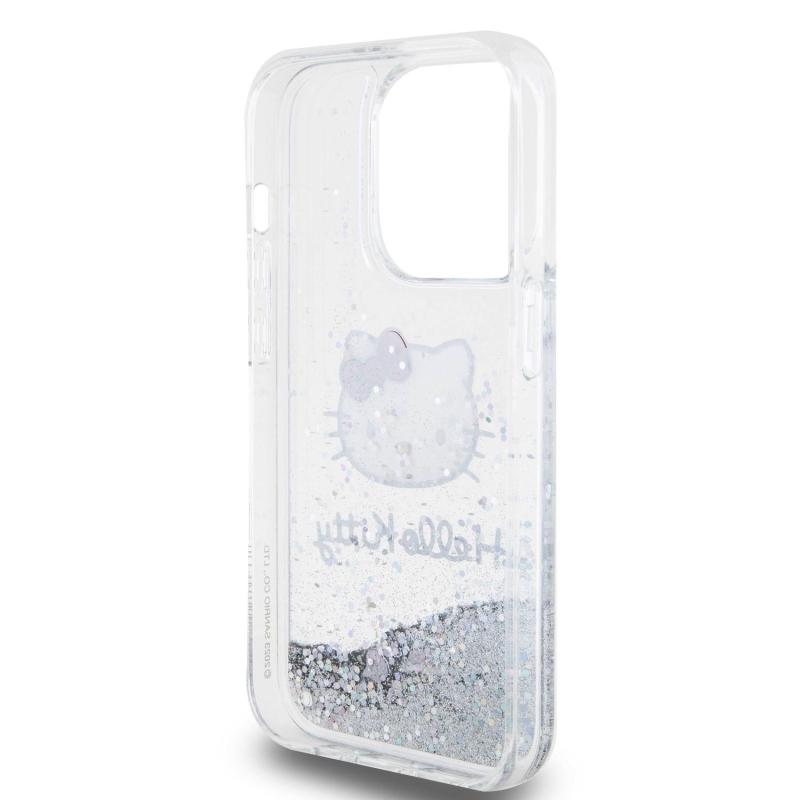 Hello Kitty Liquid Glitter Electroplating Head Logo Zadní Kryt pro iPhone 13 Pro - průhledný