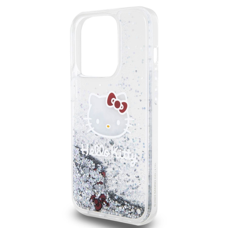 Hello Kitty Liquid Glitter Electroplating Head Logo Zadní Kryt pro iPhone 13 Pro - průhledný