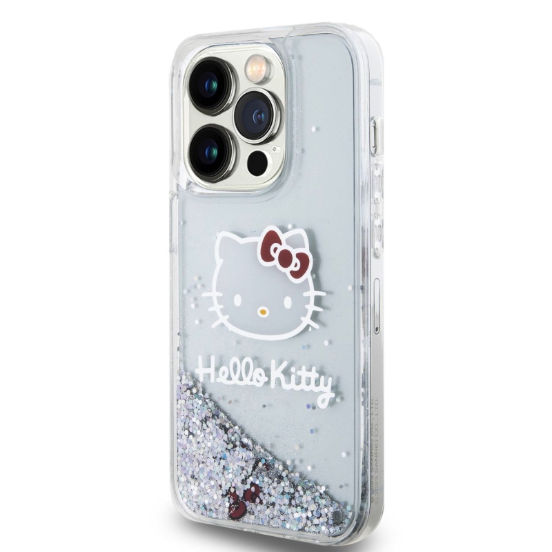 Hello Kitty Liquid Glitter Electroplating Head Logo Zadní Kryt pro iPhone 13 Pro - průhledný