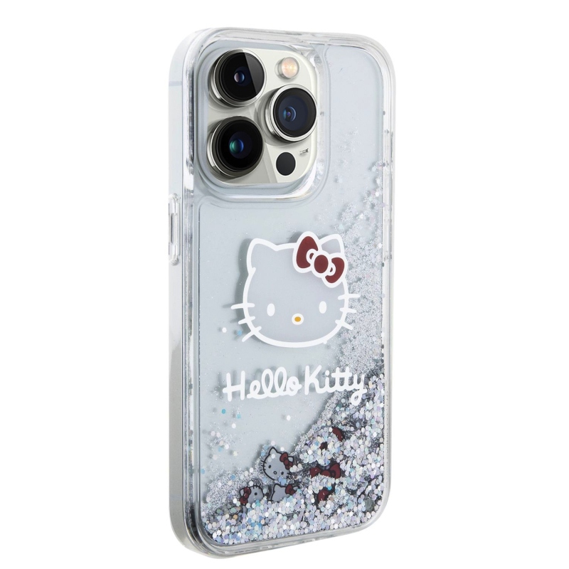 Hello Kitty Liquid Glitter Electroplating Head Logo Zadní Kryt pro iPhone 13 Pro - průhledný