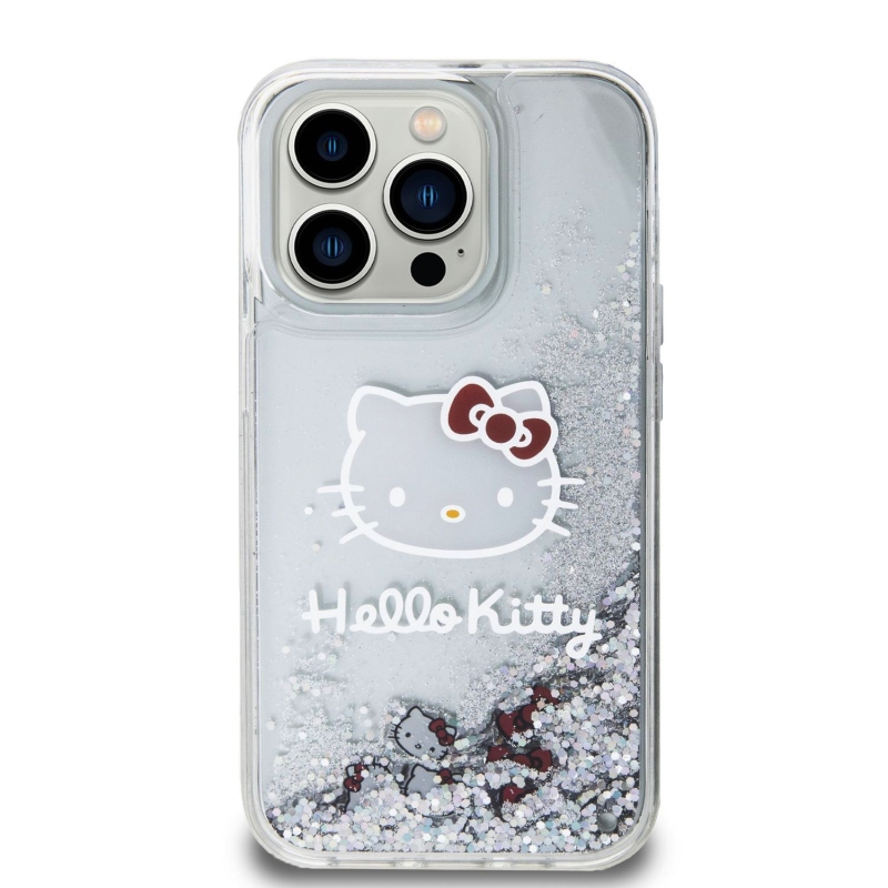 Hello Kitty Liquid Glitter Electroplating Head Logo Zadní Kryt pro iPhone 13 Pro - průhledný