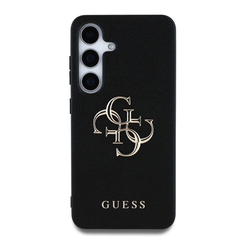 Guess PU Grained 4G Metal Logo Zadní Kryt pro Samsung Galaxy S25+ Black