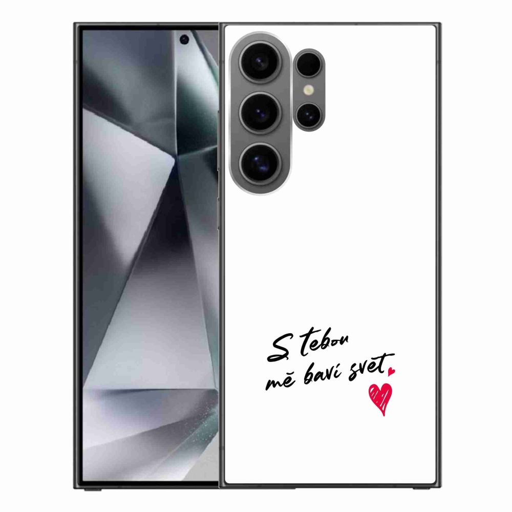 Gelový kryt mmCase na Samsung Galaxy S24 Ultra - zamilovaný text 1 bílé pozadí
