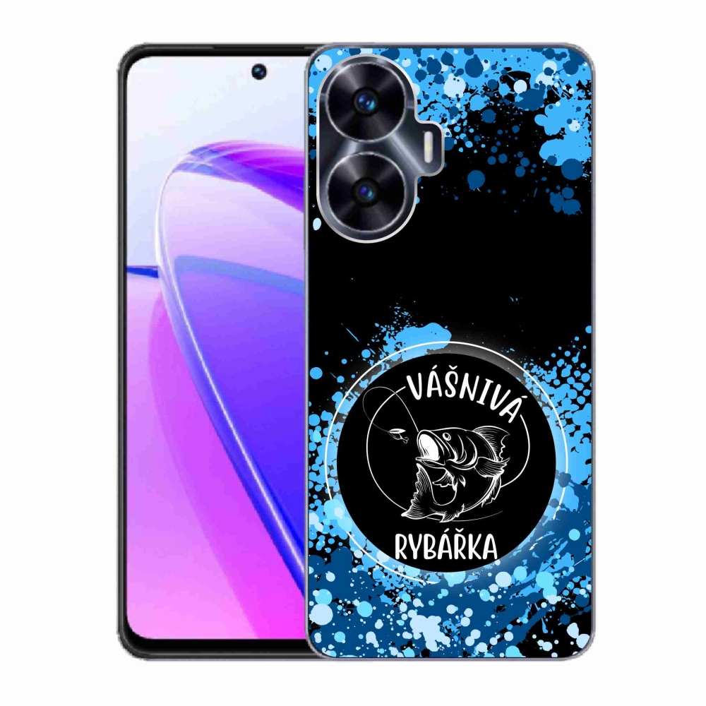 Gelový kryt mmCase na Realme C55 - vášnivá rybářka černé pozadí