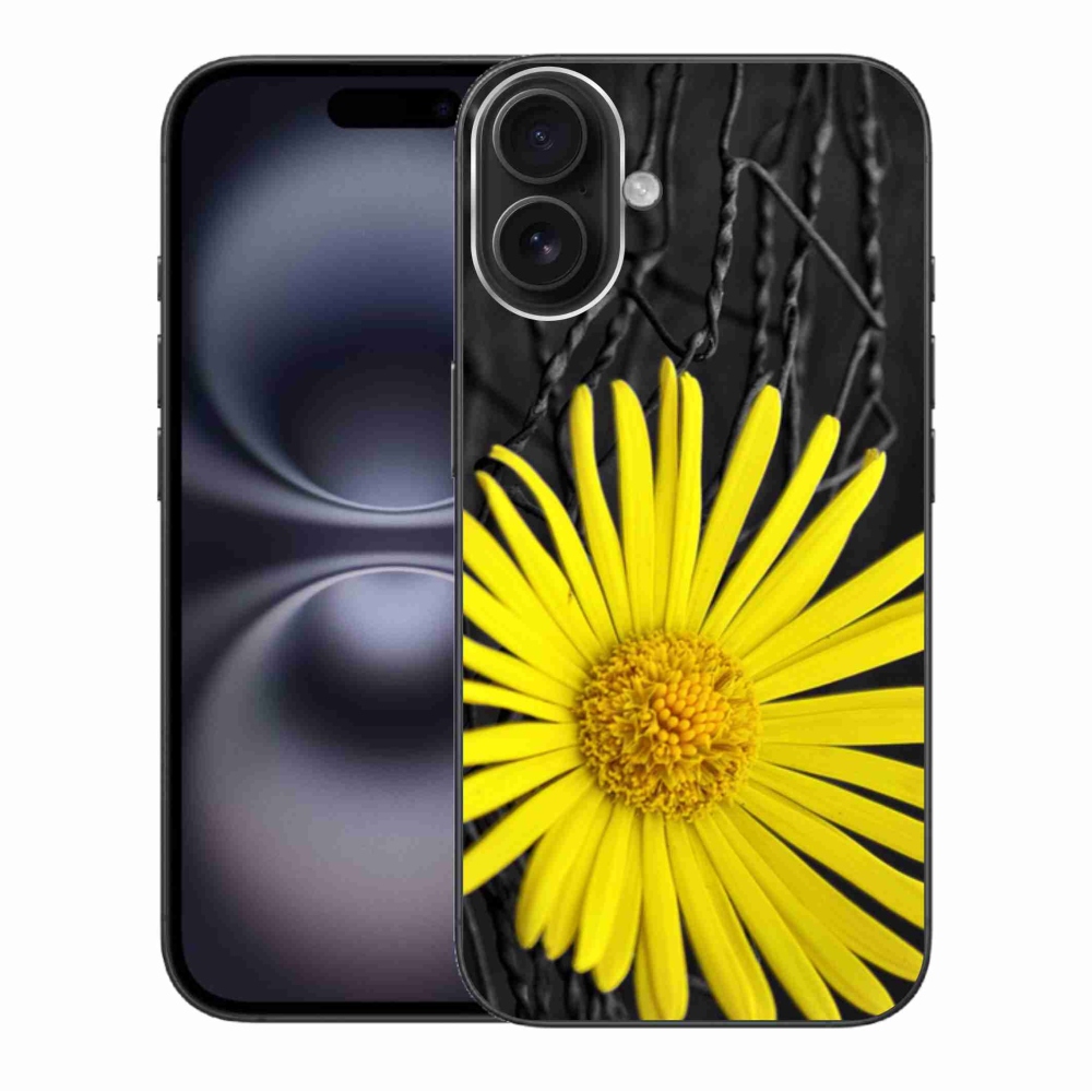 Gelový kryt mmCase na iPhone 16 Plus - žlutá květina