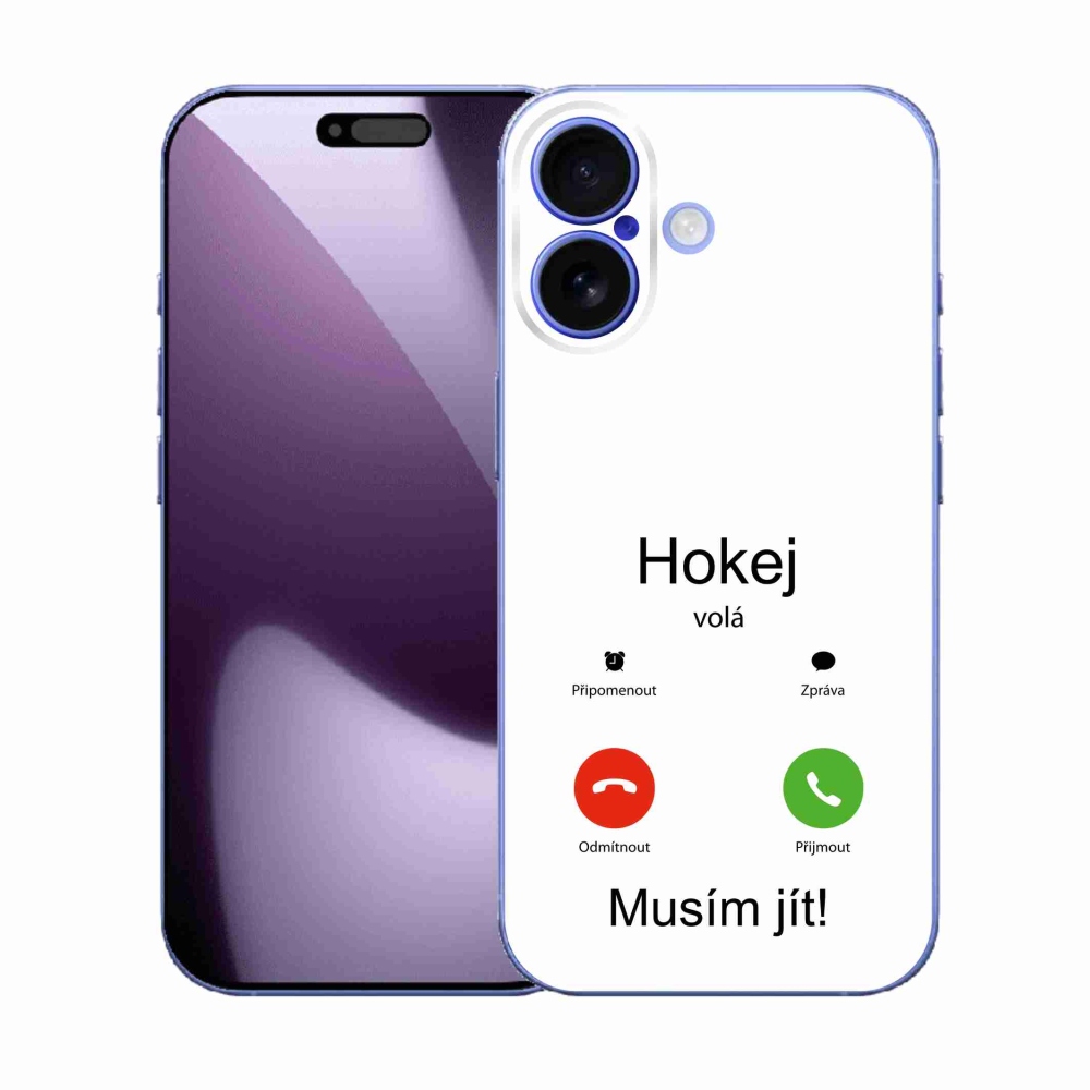 Gelový kryt mmCase na iPhone 17 - hokej volá bílé pozadí