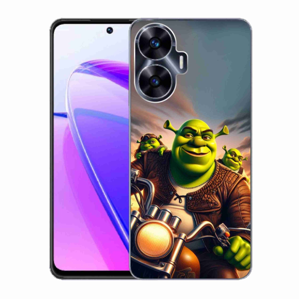 Gelový kryt mmCase na Realme C55 - shrek na motorce
