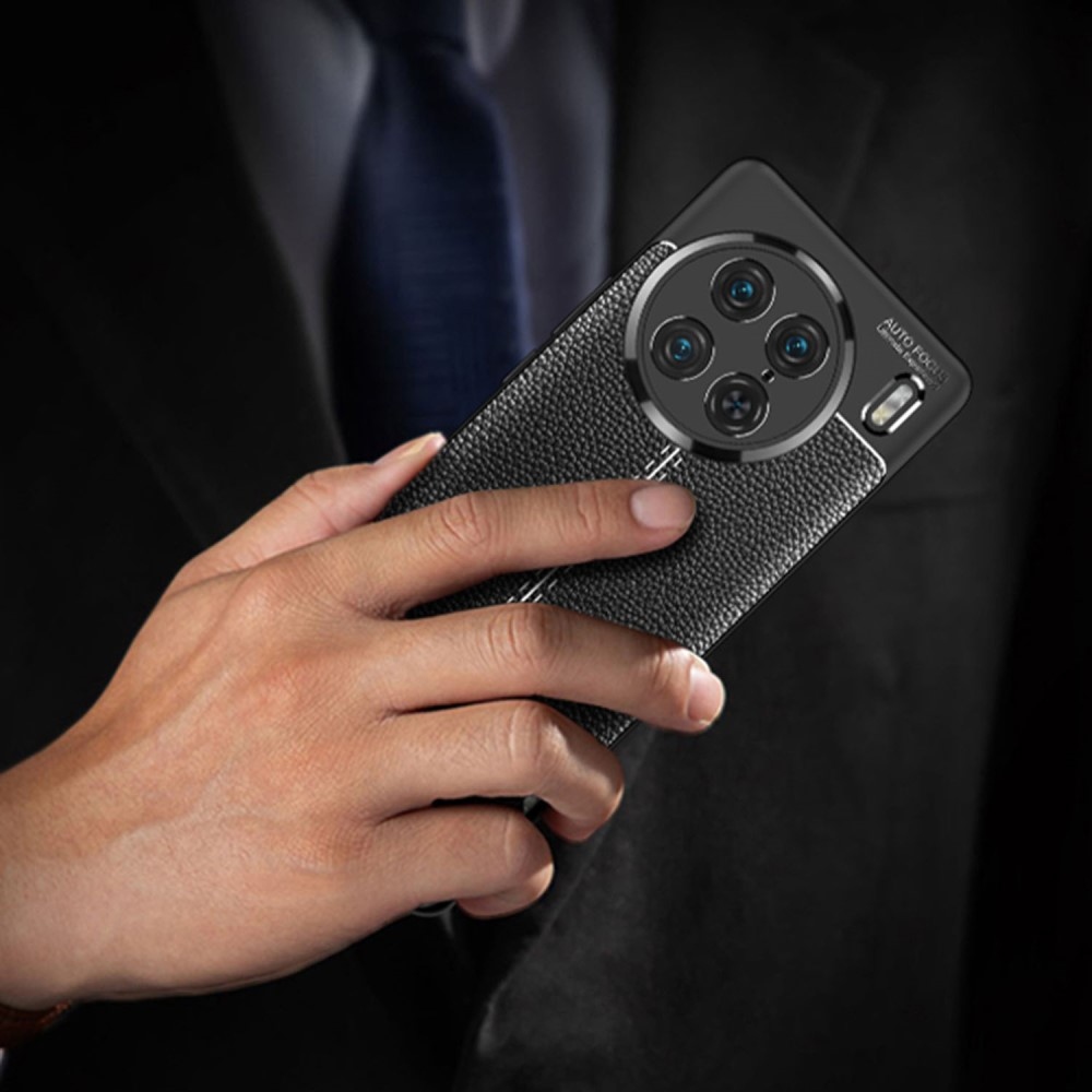 Litchi odolný gelový obal na Vivo X90 Pro - černý