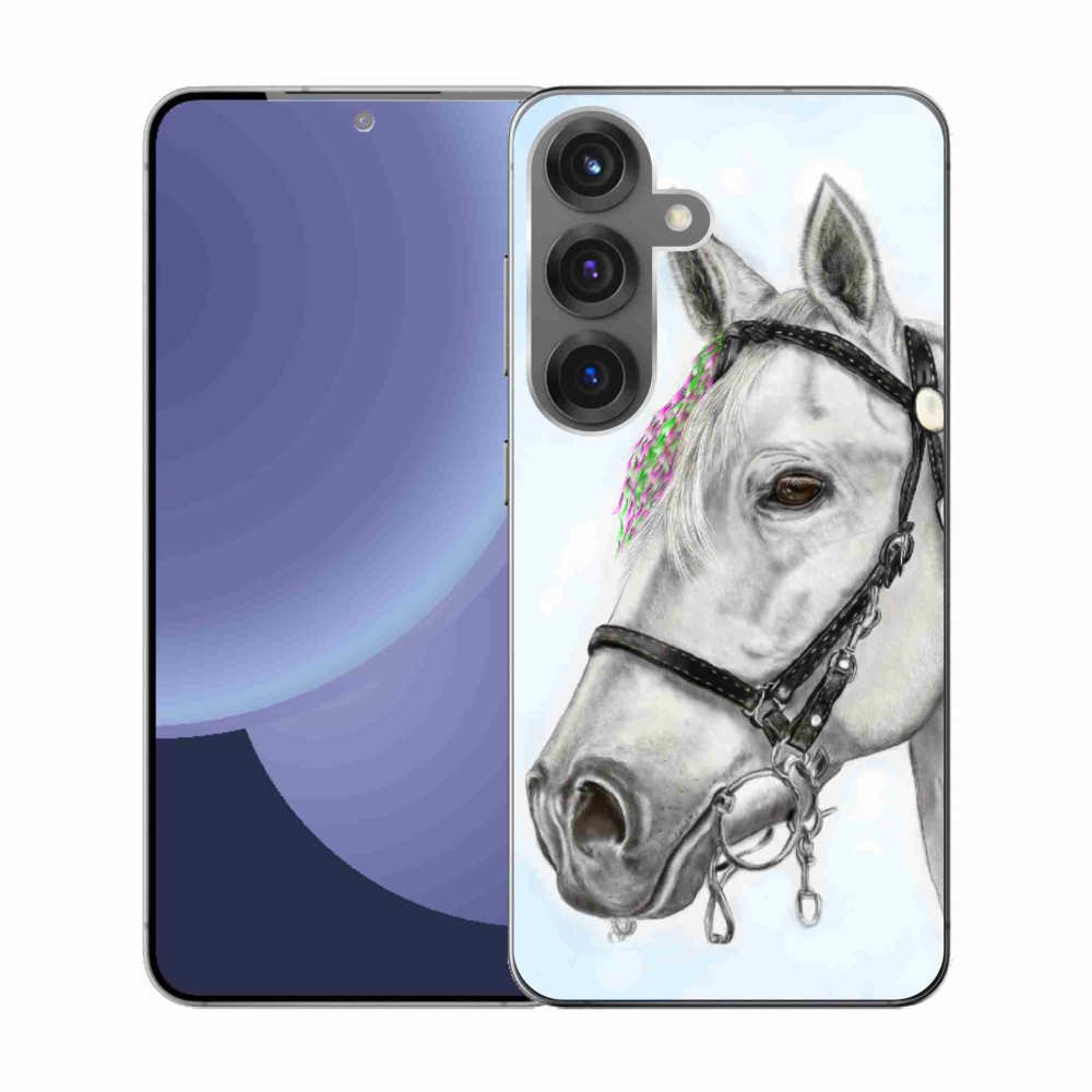 Gelový kryt mmCase na Samsung Galaxy S25 - bílý kůň 1
