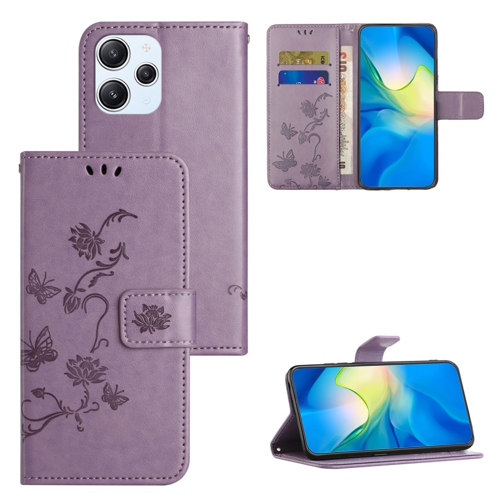 Flower knížkové pouzdro na Xiaomi Redmi 12 4G/5G - světlefialové