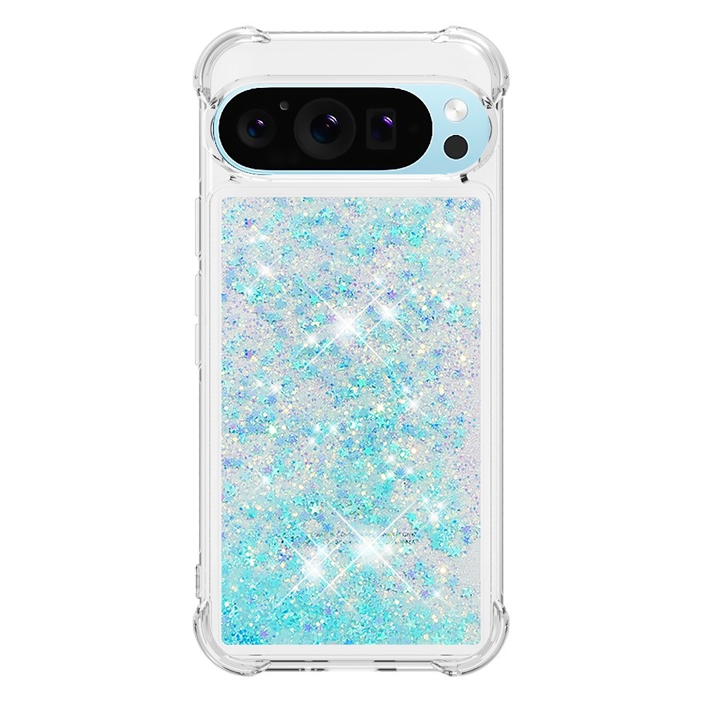Glitter přesýpací gelový obal na Google Pixel 10 Pro/Pixel 10 - modrý/hvězdičky