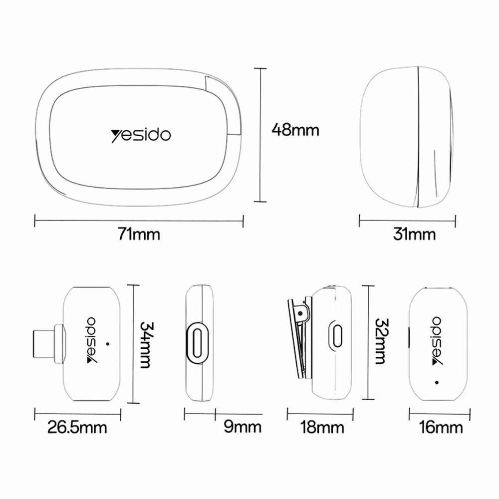Yesido KR22 bezdrátový klopový mikrofon s AI redukcí šumu USB-C