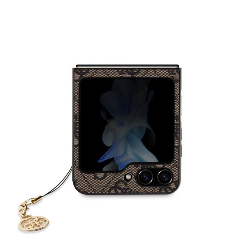 Guess 4G Charms Zadní Kryt pro Samsung Galaxy Z Flip 5 Brown