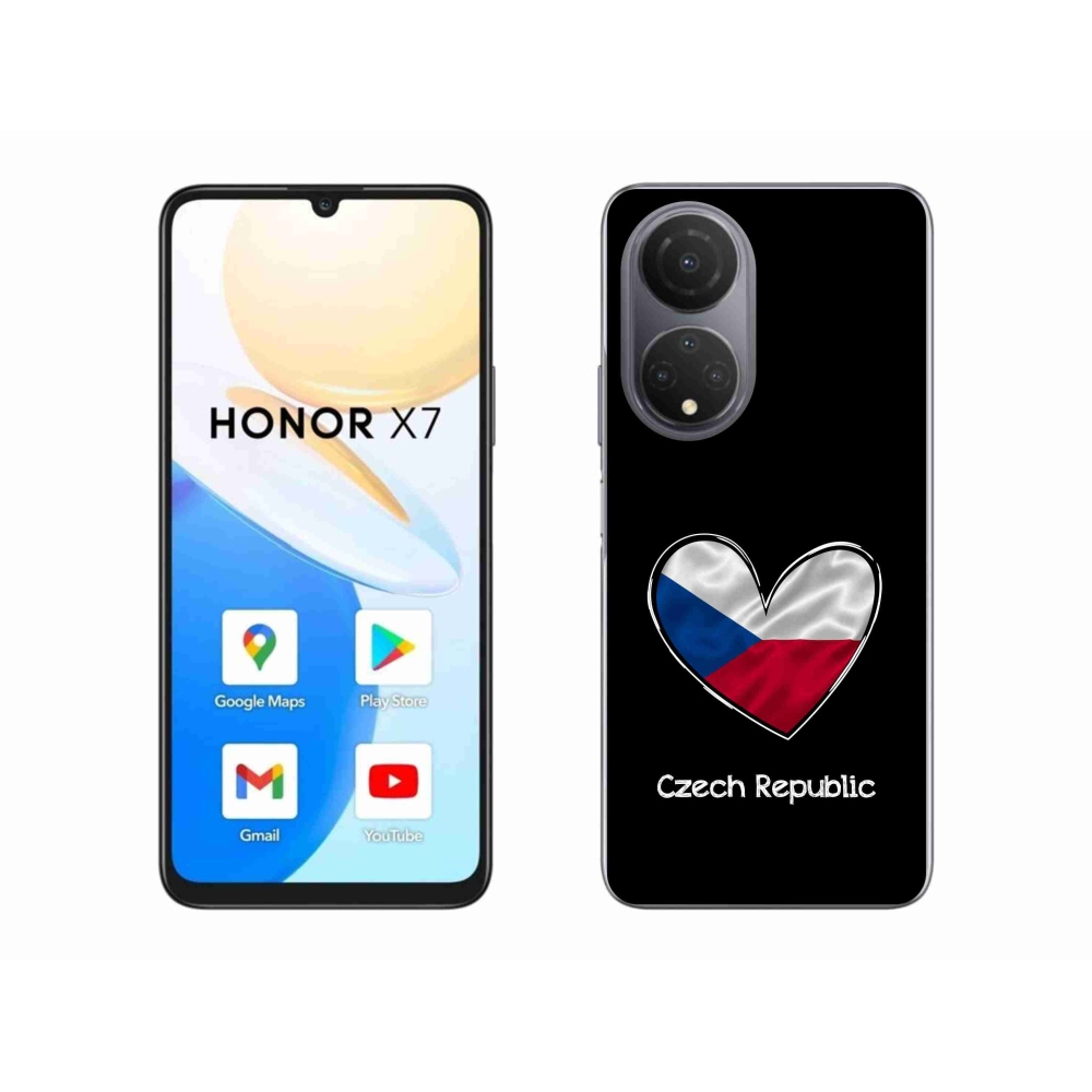 Gelový kryt mmCase na Honor X7 - vlajka srdce černé pozadí