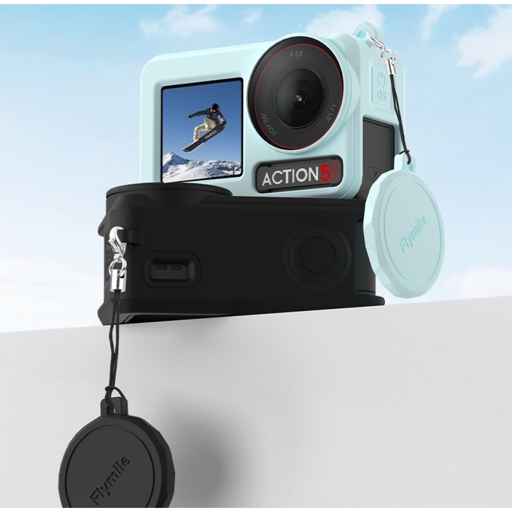 FLYMILE silikonový ochranný obal s krytkou objektivu pro DJI Osmo Action 5 Pro - modrý