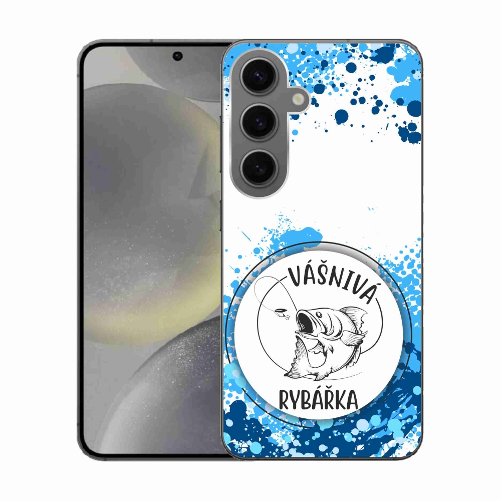 Gelový kryt mmCase na Samsung Galaxy S24 - vášnivá rybářka bílé pozadí