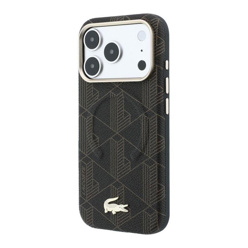 Lacoste PVC Semi Wrap Blend Embossed MagSafe Zadní Kryt pro iPhone 18 Pro Brown