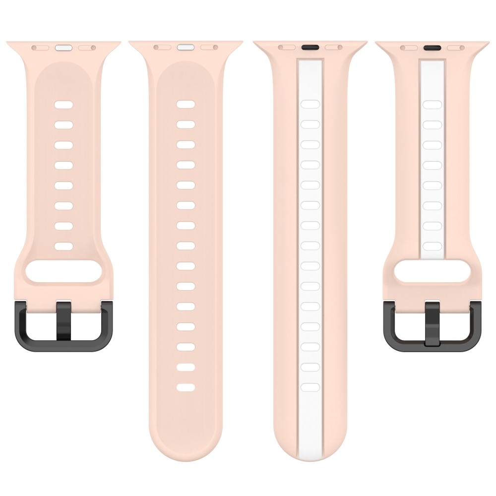 Strap silikonový řemínek na Apple Watch Ultra/Ultra 2 49mm/SE/SE 2022/2023 44mm/9/8/7 45mm/6/5/4 44mm/3/2/1 42 mm - růžový/bílý