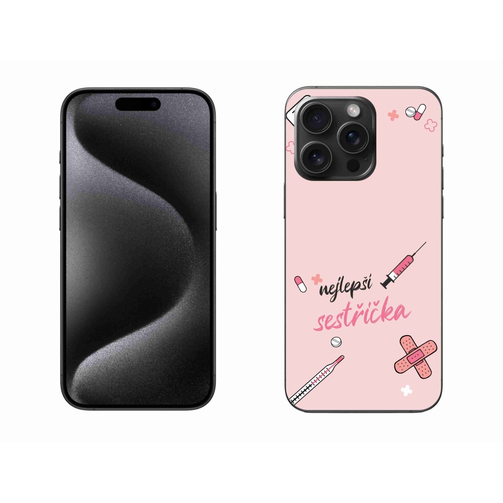 Gelový kryt mmCase na iPhone 15 Pro Max - nejlepší sestřička růžové pozadí