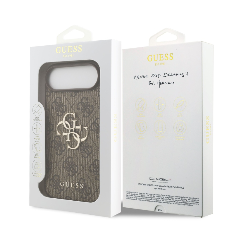 Guess PU 4G Metal Logo Zadní Kryt pro iPhone Air Brown
