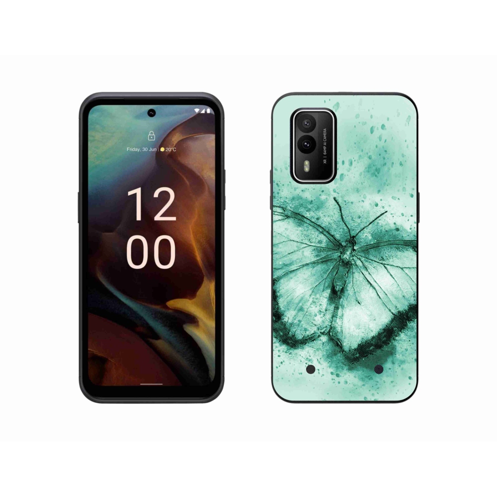Gelový obal mmCase na Nokia XR21 - zelený motýl