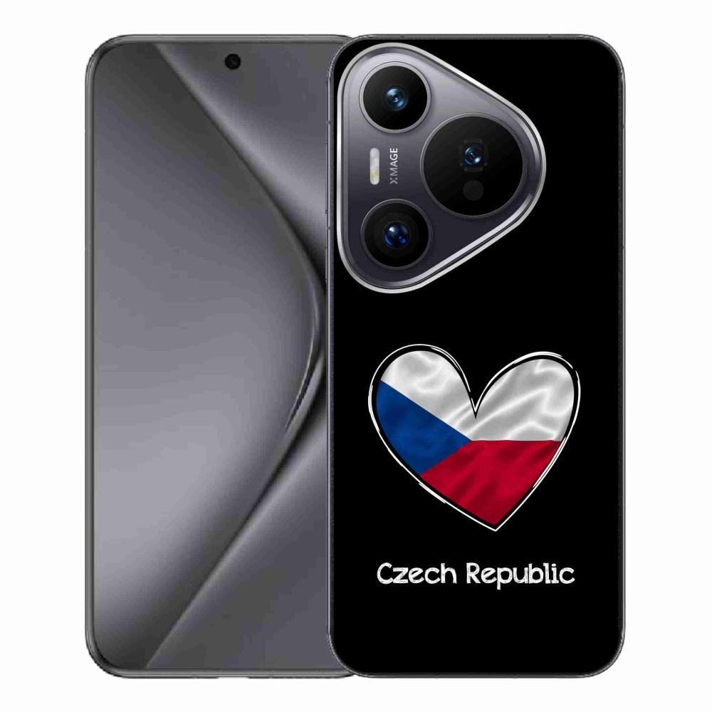 Gelový kryt mmCase na Huawei Pura 70 Pro - vlajka srdce černé pozadí