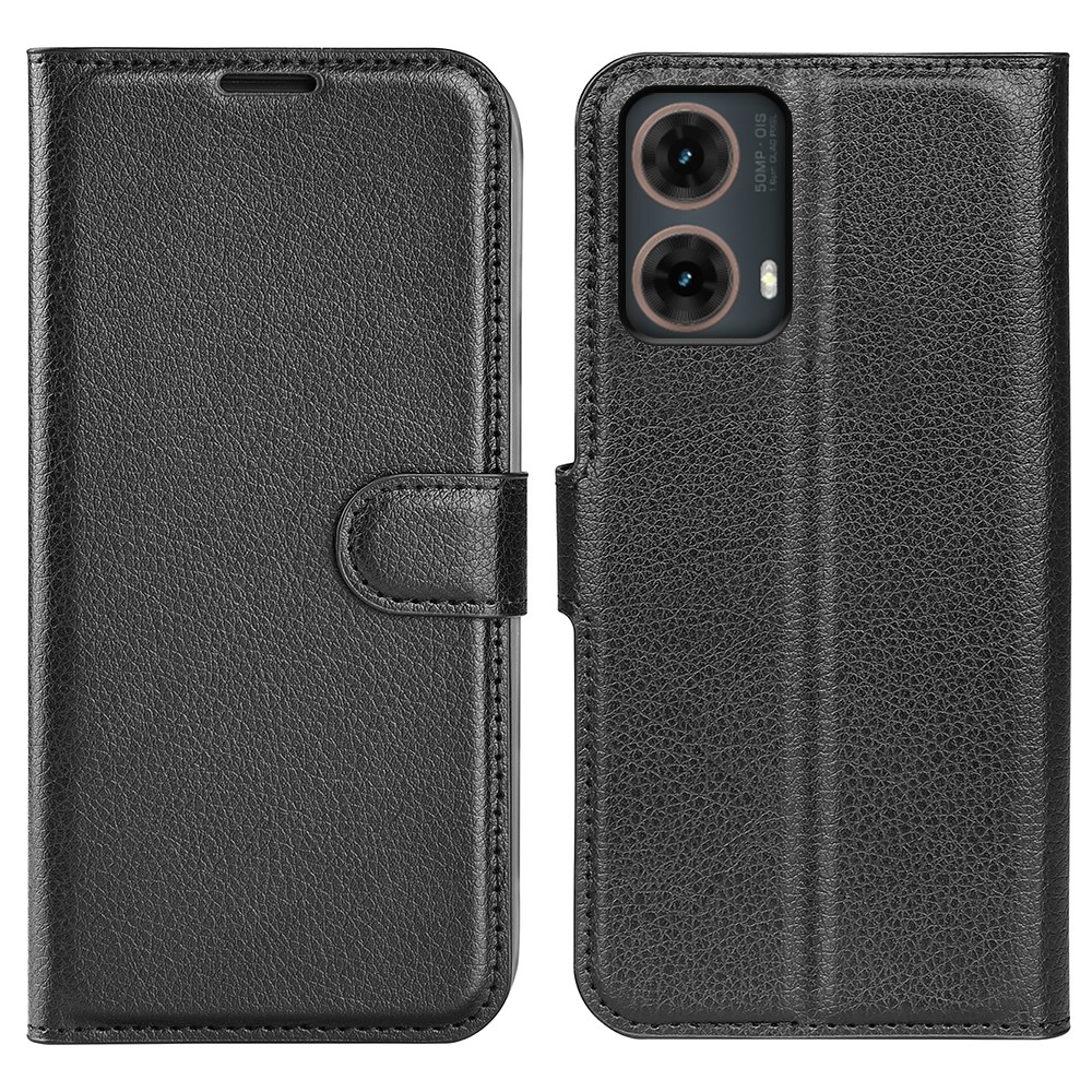 Litchi knížkové pouzdro na Motorola Moto G85 5G - černé