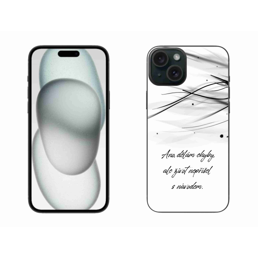 Gelový kryt mmCase na iPhone 15 Plus - citát bílé pozadí