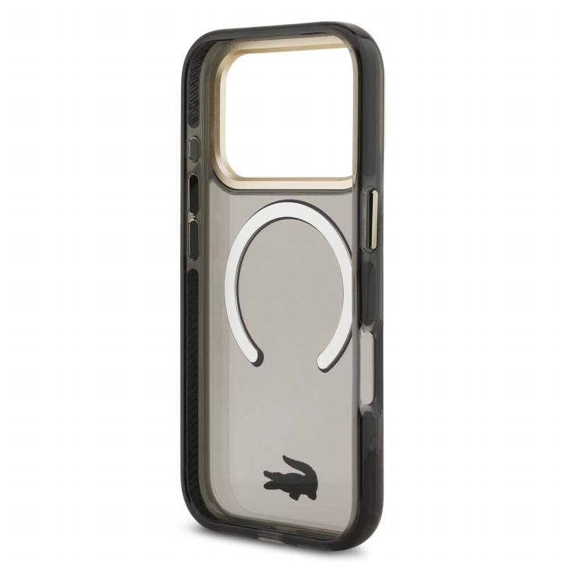 Lacoste IML Shockproof Petit Pique Gold Logo MagSafe Zadní Kryt pro iPhone 18 Pro Black