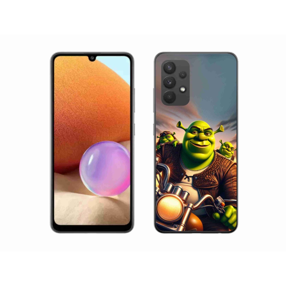 Gelový kryt mmCase na Samsung Galaxy A32 4G - shrek na motorce
