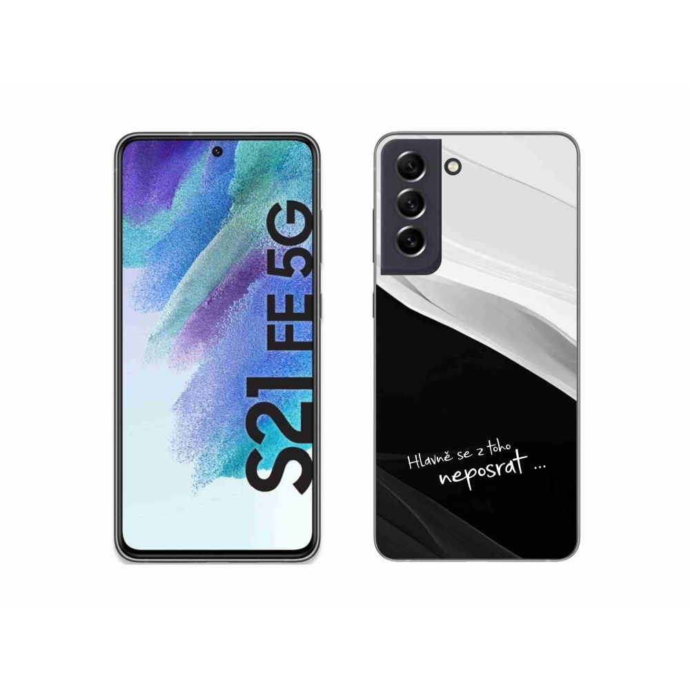 Gelový kryt mmCase na Samsung Galaxy S21 FE 5G - vtipný text 13 černobílé pozadí