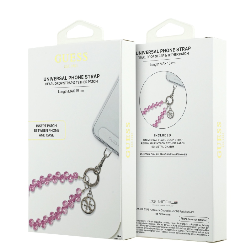 Guess Univerzální Popruh na Ruku Crystals 4G Charm Pink