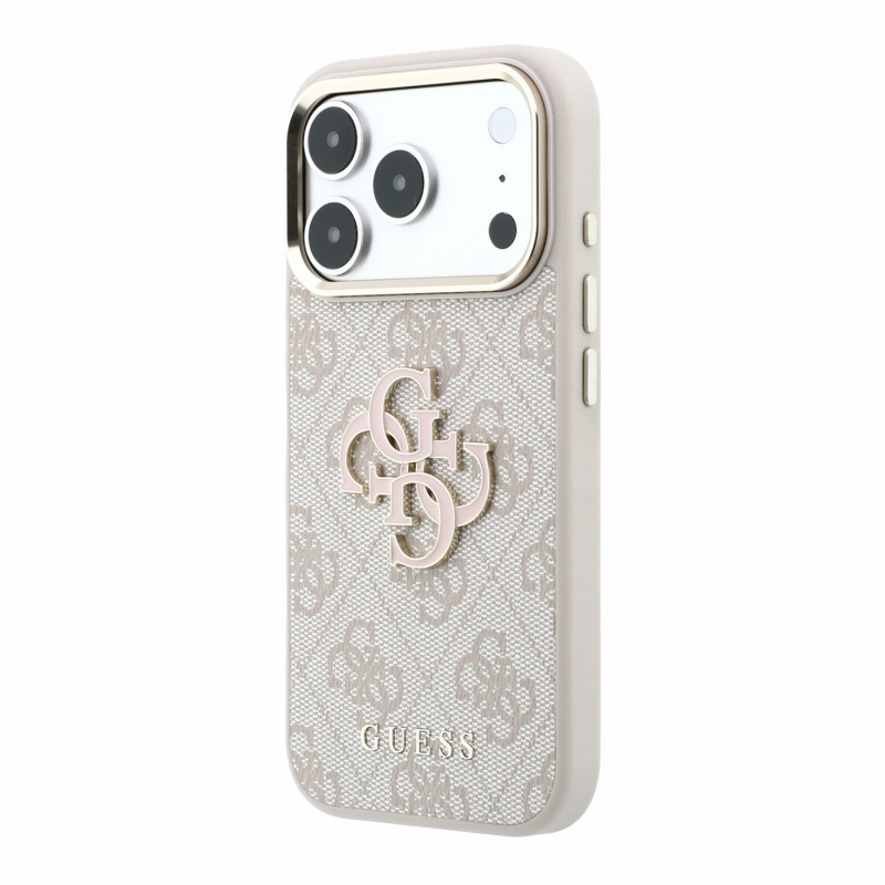 Guess PU 4G Resin Metal Logo Zadní Kryt pro iPhone 18 Pro Pink