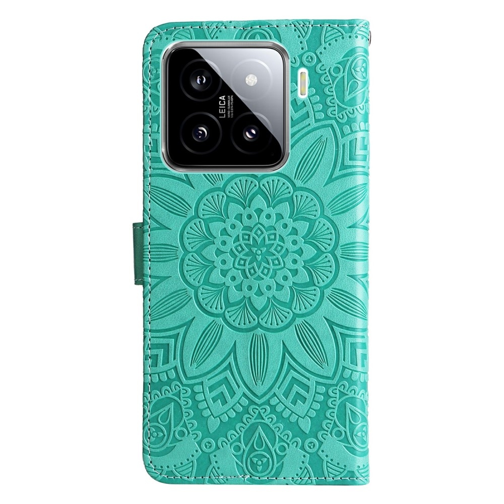 Sunflower knížkové pouzdro na Xiaomi 15 - modrozelené