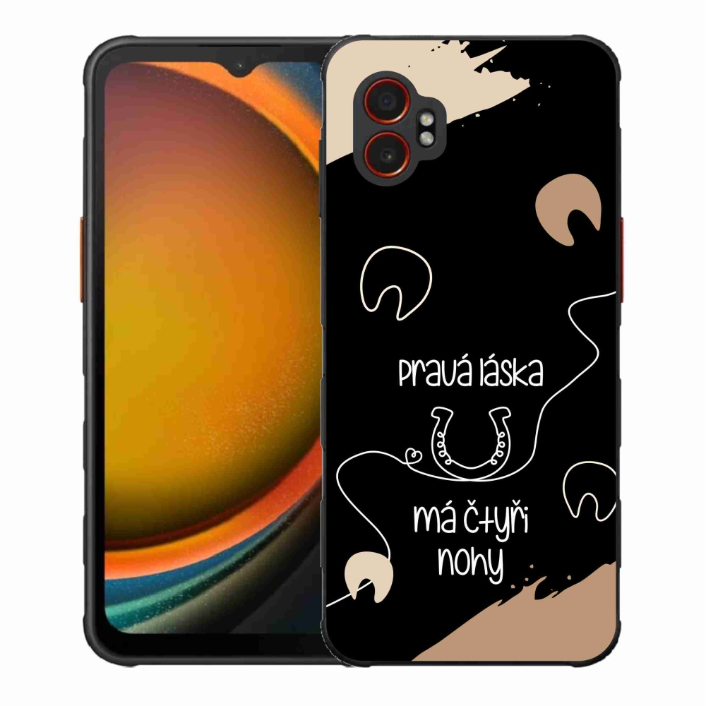 Gelový kryt mmCase na Samsung Galaxy Xcover 7 Pro - koňský motiv černé pozadí