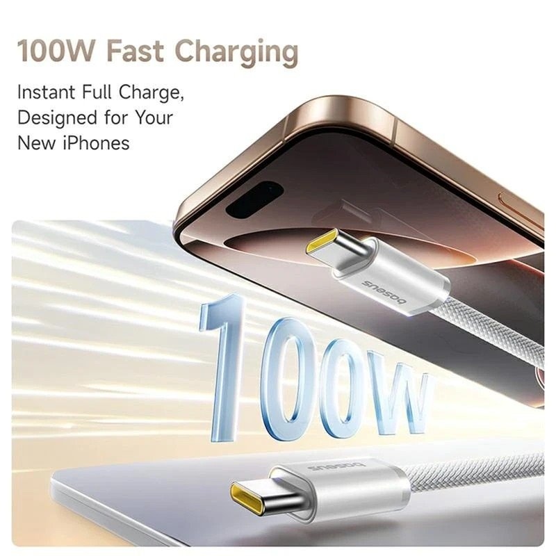 Baseus Dynamic 4 Pro Series Datový Kabel USB-C - USB-C 100W 1m Moon White