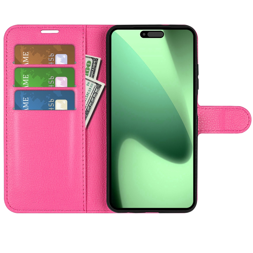 Litchi knížkové pouzdro na iPhone 17 Pro - rose