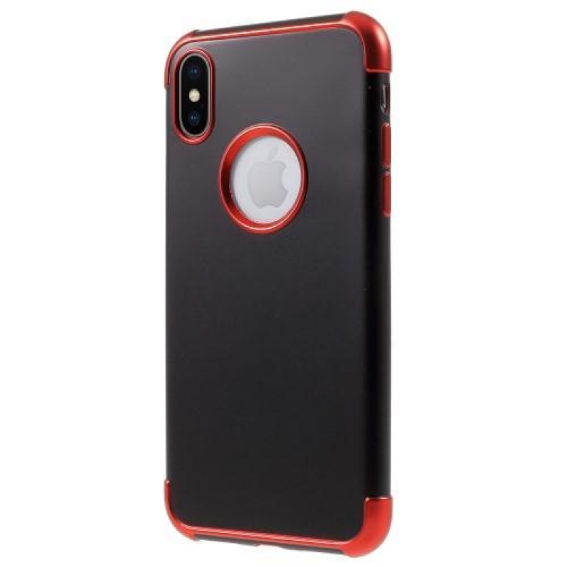 Hladký gelový obal s kontrastním lemem na iPhone X - červený
