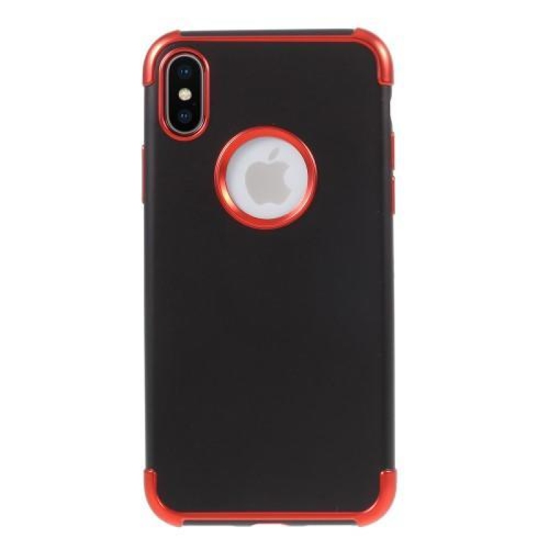 Hladký gelový obal s kontrastním lemem na iPhone X - červený