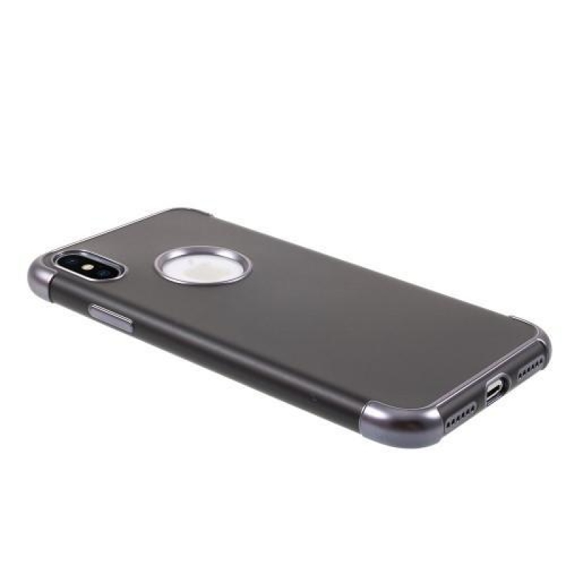 Hladký gelový obal s kontrastním lemem na iPhone X - šedý