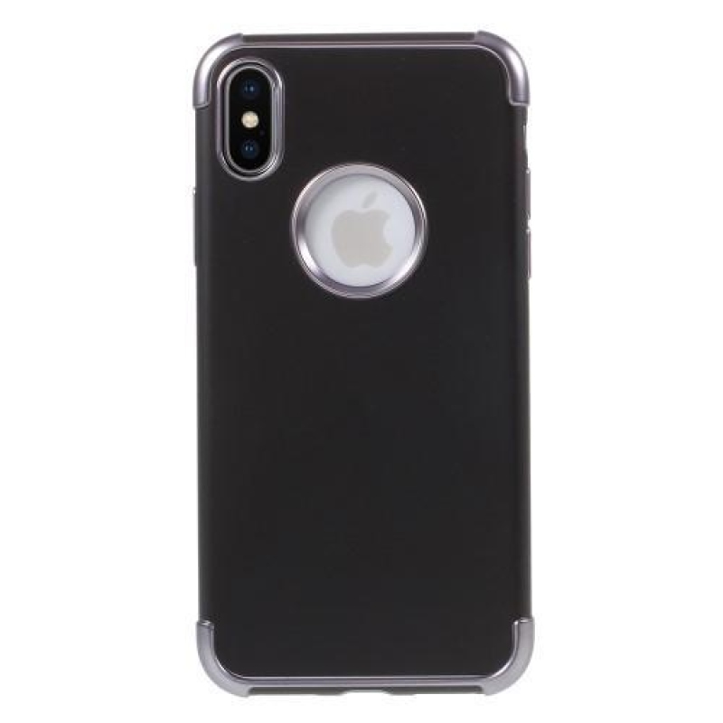 Hladký gelový obal s kontrastním lemem na iPhone X - šedý