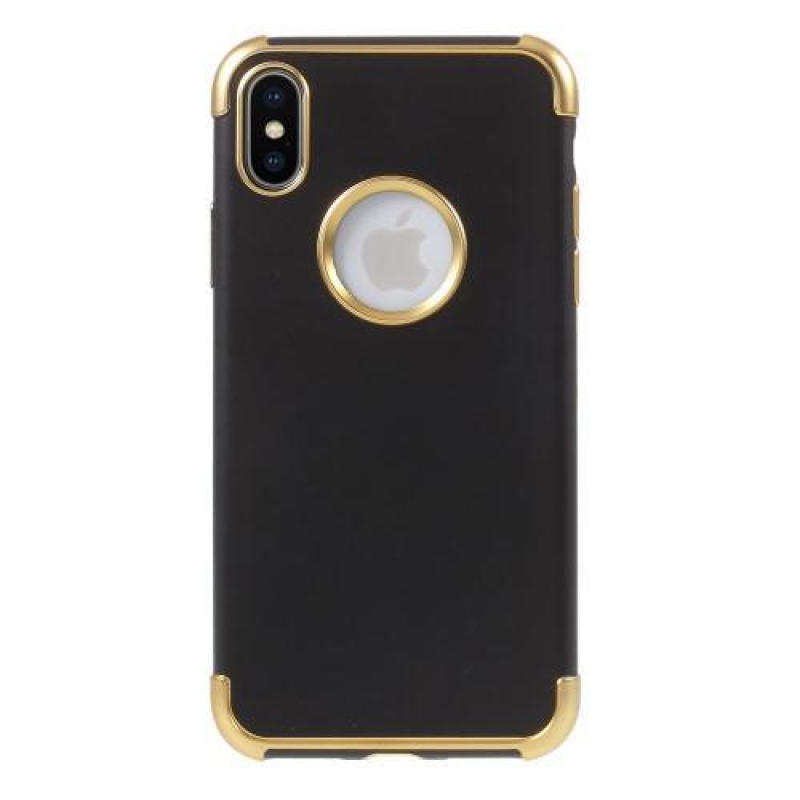 Hladký gelový obal s kontrastním lemem na iPhone X - zlatý