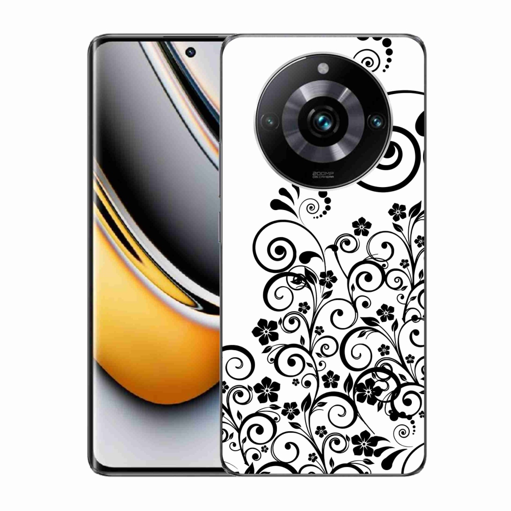 Gelový kryt mmCase na Realme 11 Pro/11 Pro+ - černobílé květinové vzory
