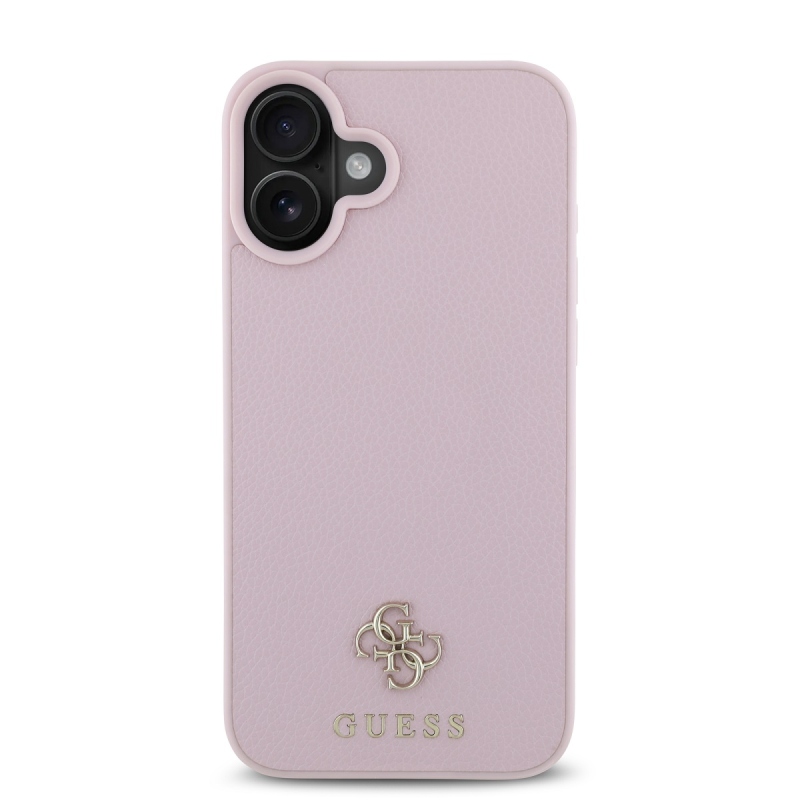 Guess PU Grained 4G Small Metal Logo MagSafe Zadní Kryt pro iPhone 16 Pink