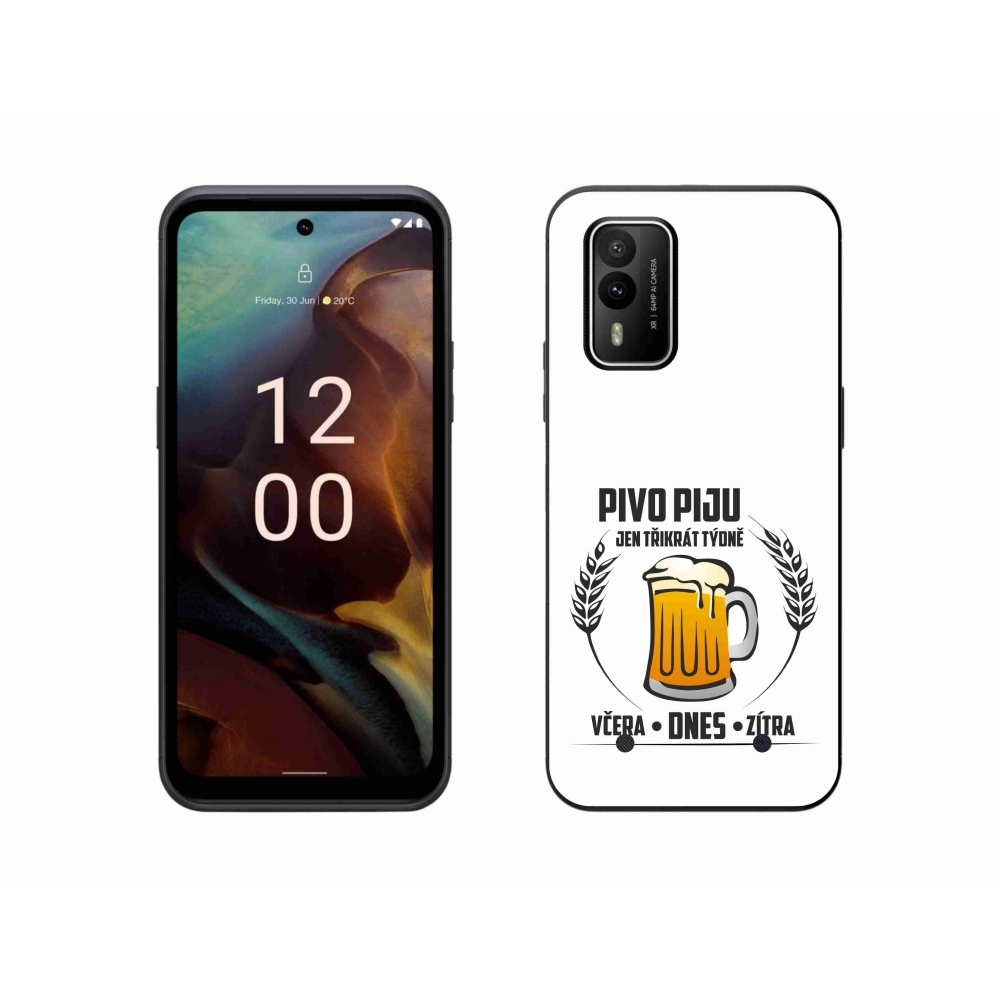 Gelový kryt mmCase na Nokia XR21 - pivní motiv bílé pozadí