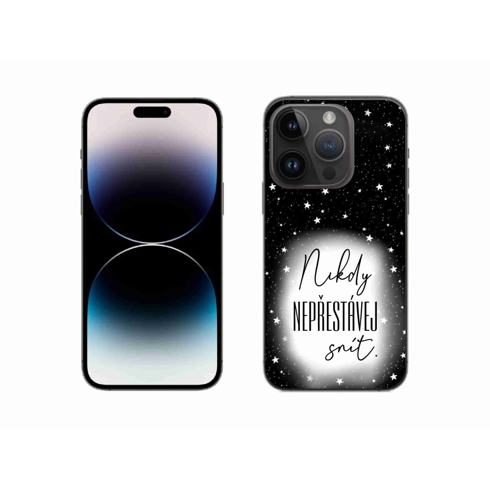 Gelový kryt mmCase na iPhone 14 Pro 6.1 - citát 1 bíločerné pozadí